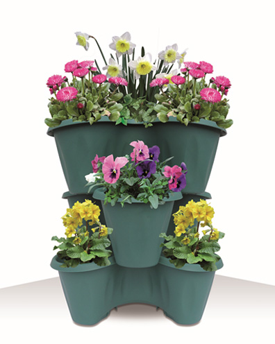 Trifoglio Green outdoor set of 3 stackable pots