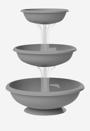 Fontana Grey outdoor set of 3 bowls in a fountain formation